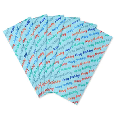 American Greetings 20 in. x 20 in. Birthday Tissue Paper Pack Happy Birthday Script (6-Sheets) - Image 1