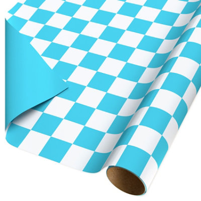 American Greetings 20 Sq. ft. Teal Reversible Wrapping Paper  (1-Roll 30 in. x 96 in.) - Image 1