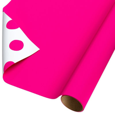 American Greetings 20 Sq. ft. Pink Reversible Wrapping Paper (1-Roll 30 in. x 96 in.) - Image 1
