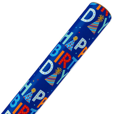 American Greetings 40 Sq. ft. Blue Happy Birthday Wrapping Paper (1-Roll 30 in. x 192 in.) - Image 2