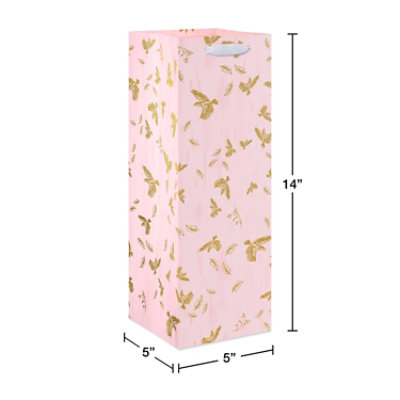 American Greetings 14 in. Pink Beverage Bag Gold Birds (1-Count) - Image 2