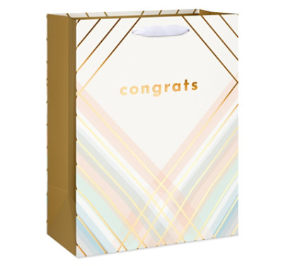 American Greetings 12.75 in. Large Ivory Gift Bag Congrats (1-Count) - Image 1