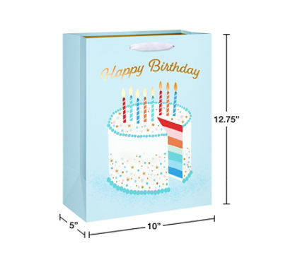 American Greetings 12.75 in. Large Light Blue Birthday Gift Bag Cake and Candles (1-Count) - Image 4
