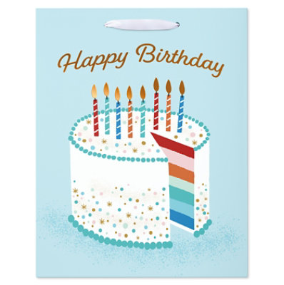 American Greetings 12.75 in. Large Light Blue Birthday Gift Bag Cake and Candles (1-Count) - Image 5