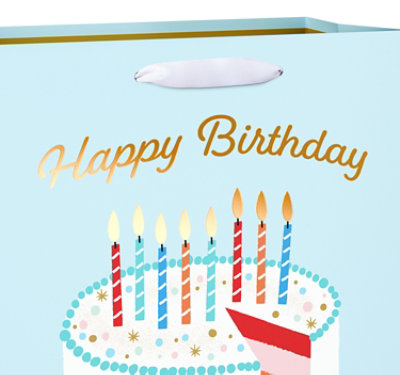 American Greetings 12.75 in. Large Light Blue Birthday Gift Bag Cake and Candles (1-Count) - Image 3