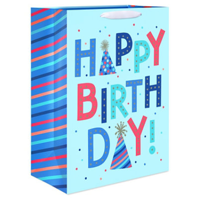 American Greetings 20 in. Jumbo Light Blue Birthday Gift Bag Funky (1-Count) - Image 1