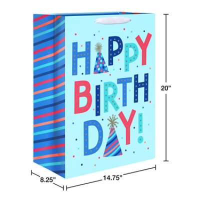American Greetings 20 in. Jumbo Light Blue Birthday Gift Bag Funky (1-Count) - Image 2