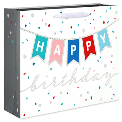 American Greetings Birthday Large Horizontal Gift Bag Happy Birthday Banner Confetti 1-Count - Image 1