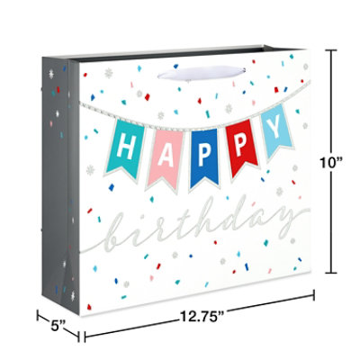 American Greetings Birthday Large Horizontal Gift Bag Happy Birthday Banner Confetti 1-Count - Image 4