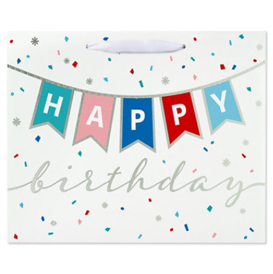 American Greetings Birthday Large Horizontal Gift Bag Happy Birthday Banner Confetti 1-Count - Image 5