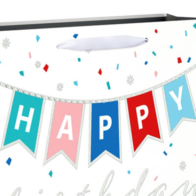 American Greetings Birthday Large Horizontal Gift Bag Happy Birthday Banner Confetti 1-Count - Image 3
