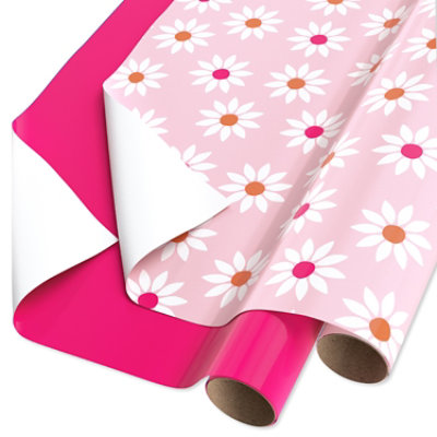 American Greetings 40 Sq. ft. Multi-Roll Wrapping Paper Pink Daises (2-Rolls 60 in. x 288 in.) - Image 1
