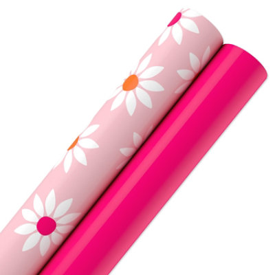 American Greetings 40 Sq. ft. Multi-Roll Wrapping Paper Pink Daises (2-Rolls 60 in. x 288 in.) - Image 2