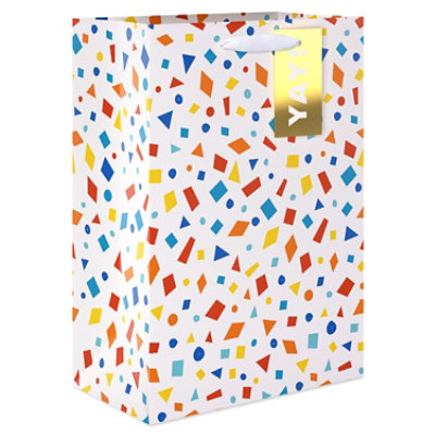 American Greetings 10 in. Medium White Gift Bag with Hang Tag Yay Confetti (1-Count) - Image 1