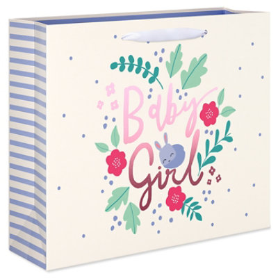 American Greetings Baby Large Horizontal Gift Bag Baby Girl Bunny 1-Countags - EA - Image 1