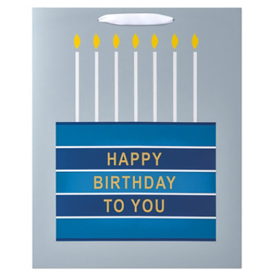 American Greetings Extra Large Birthday Gift Bag for Him Blue Stripes and Cake (1-bag) - Image 4