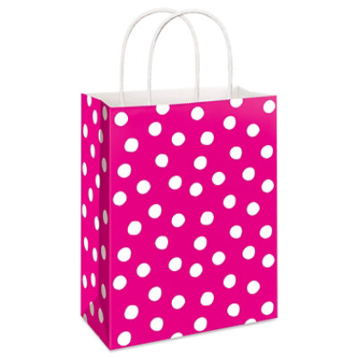 American Greetings 13 in. All Occasion Large Dark Pink Polka Dot Gift Bag (1-Count) - Image 1