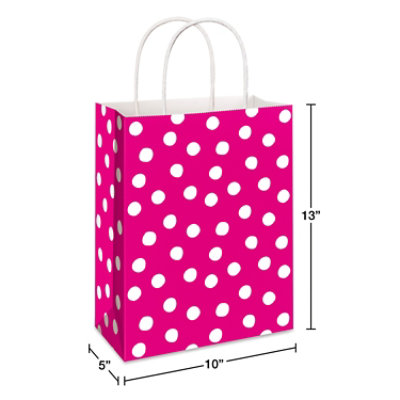 American Greetings 13 in. All Occasion Large Dark Pink Polka Dot Gift Bag (1-Count) - Image 4