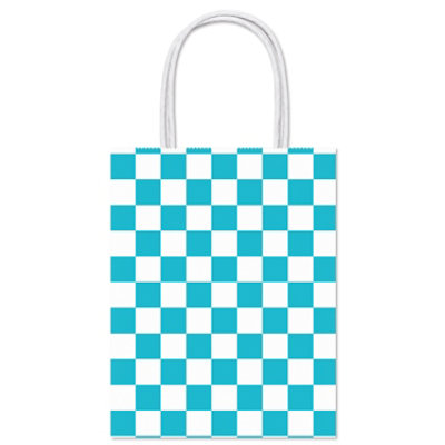 American Greetings 13 in. All Occasion Large Aqua Checkered Gift Bag (1-Count) - Image 4