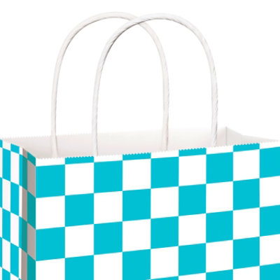 American Greetings 13 in. All Occasion Large Aqua Checkered Gift Bag (1-Count) - Image 3