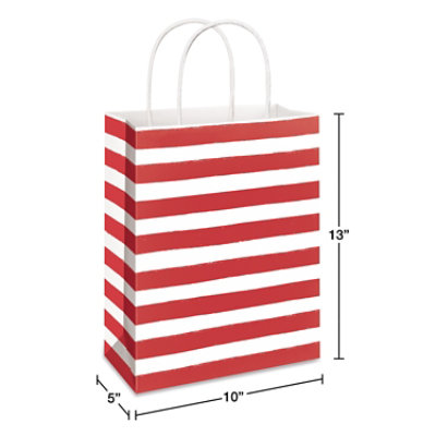 American Greetings 13 in. Large Red Striped Gift Bag (1-Count) - Image 2