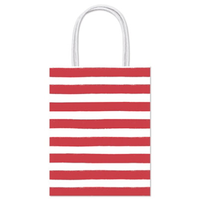 American Greetings 13 in. Large Red Striped Gift Bag (1-Count) - Image 4
