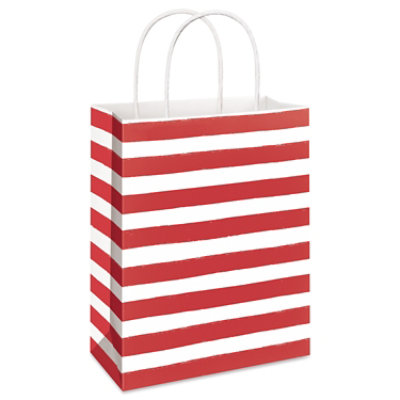 American Greetings 13 in. Large Red Striped Gift Bag (1-Count) - Image 3
