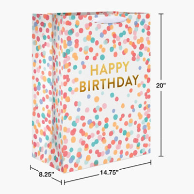 American Greetings 20 Inch Jumbo White with Scattered Dots Birthday Gift Bag for Her - Each - Image 2