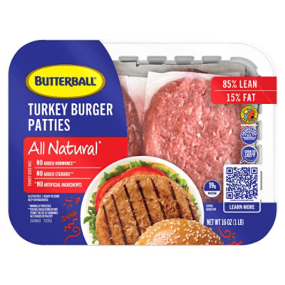 Butterball Fresh Turkey Burger Patties 16oz - 16 OZ - Image 1