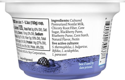 Siggis Fruit And Fiber Blueberry Blackberry Nonfat Yogurt, 5.3 Oz Cup - 5.3 oz - Image 8