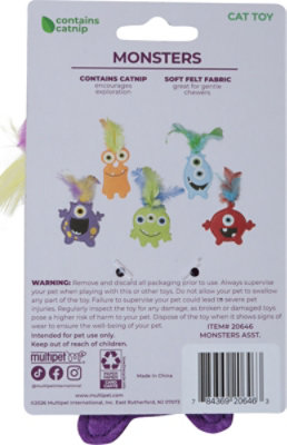 Multipet Catnips Assorted Monsters Purple Orange Green Blue Red - 1 ct - Image 3