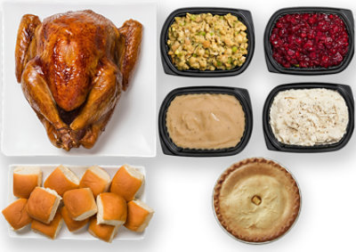 Homestyle Turkey Holiday Dinner with Sides, Rolls & Apple Pie Ready to Heat - Each - Image 1