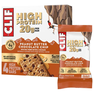 Clif High Protein Peanut Butter Chocolate Chip Energy Bar - 4 Count - Image 1