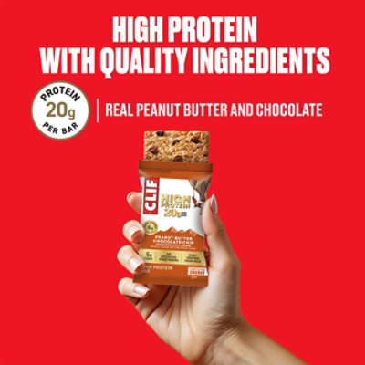Clif High Protein Peanut Butter Chocolate Chip Energy Bar - 4 Count - Image 3