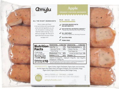Amylu Organic Apple Chicken Sausages - 12 Oz - Image 5