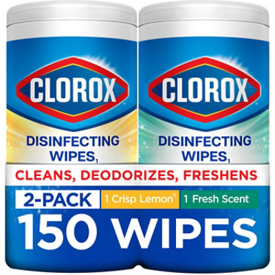 Clorox Disinfecting Wet Wipes Crisp Lemon & Fresh Scent - 2-75 Ct. - 2-75 Count - Image 1