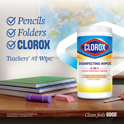 Clorox Disinfecting Wet Wipes Crisp Lemon & Fresh Scent - 2-75 Ct. - 2-75 Count - Image 3