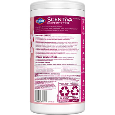 Clorox Scentiva Disinfecting Wipes Cherry Blossom & Peach - 75 Count - Image 2