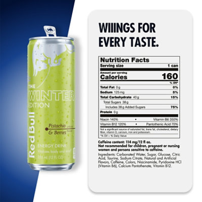 Red Bull Winter Edition Pistachio & Berries 80mg Caffeine Energy Drink - 4 - 12 fl oz - Image 5