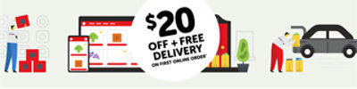 20 dollars off plus free delivery