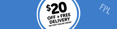 20 dollars off plus free delivery