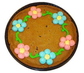 Message Cookie with Pink & Blue Flowers
