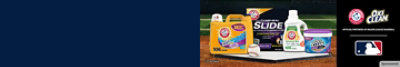 ARM & HAMMER and OxiClean logos and products with the MLB logo.