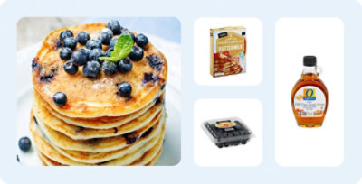 Blueberry pancakes and ingredients