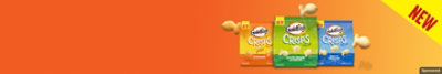 New Goldfish® crisps products on an orange background