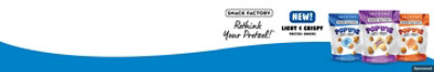 The words, "Rethink your prezel!®" next to 3 different bags of Pop'ums.