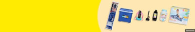 IGLOO, Intex and other summer products on a yellow background.