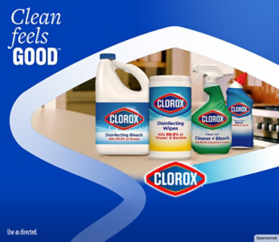 Clorox products featured on a table with headline: Fresh & clean.