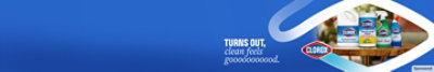 Clorox cleaning products on a blue background with headline: Turns out, clean feels goooooooood.
