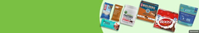 CLIF, Liquid IV, and other snacks on green background.